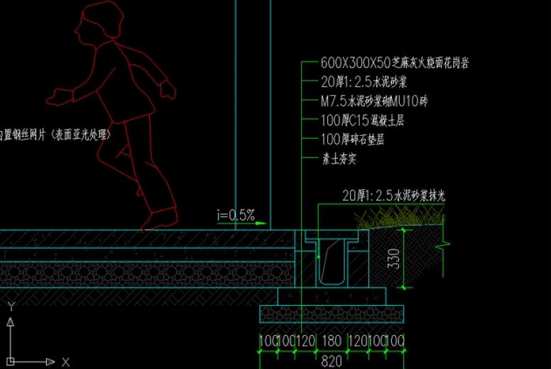 標準籃球場施工圖及籃球架、排水溝圖紙